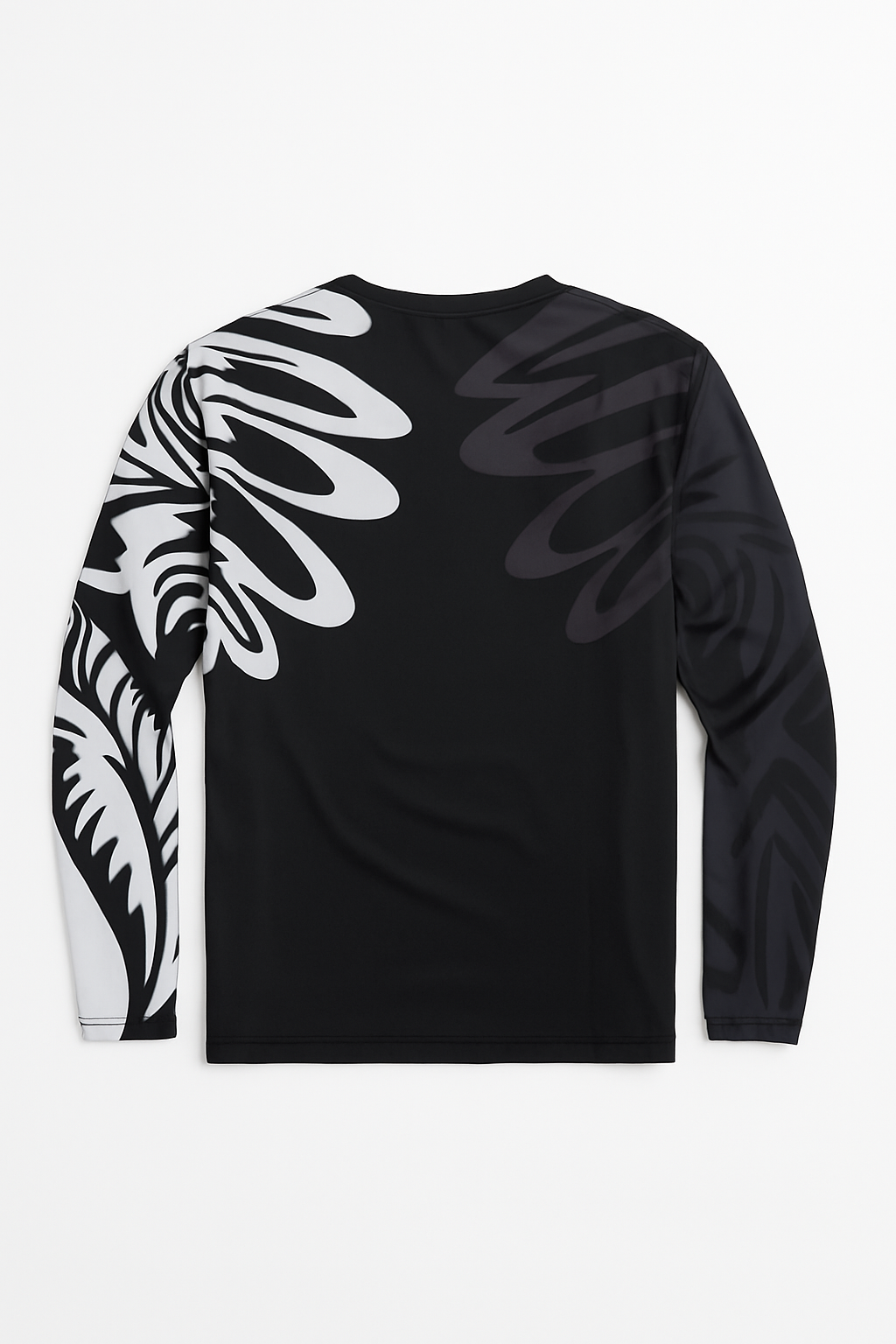 🥋 Rashguard Tribal de Manga Larga – Negro & Blanco