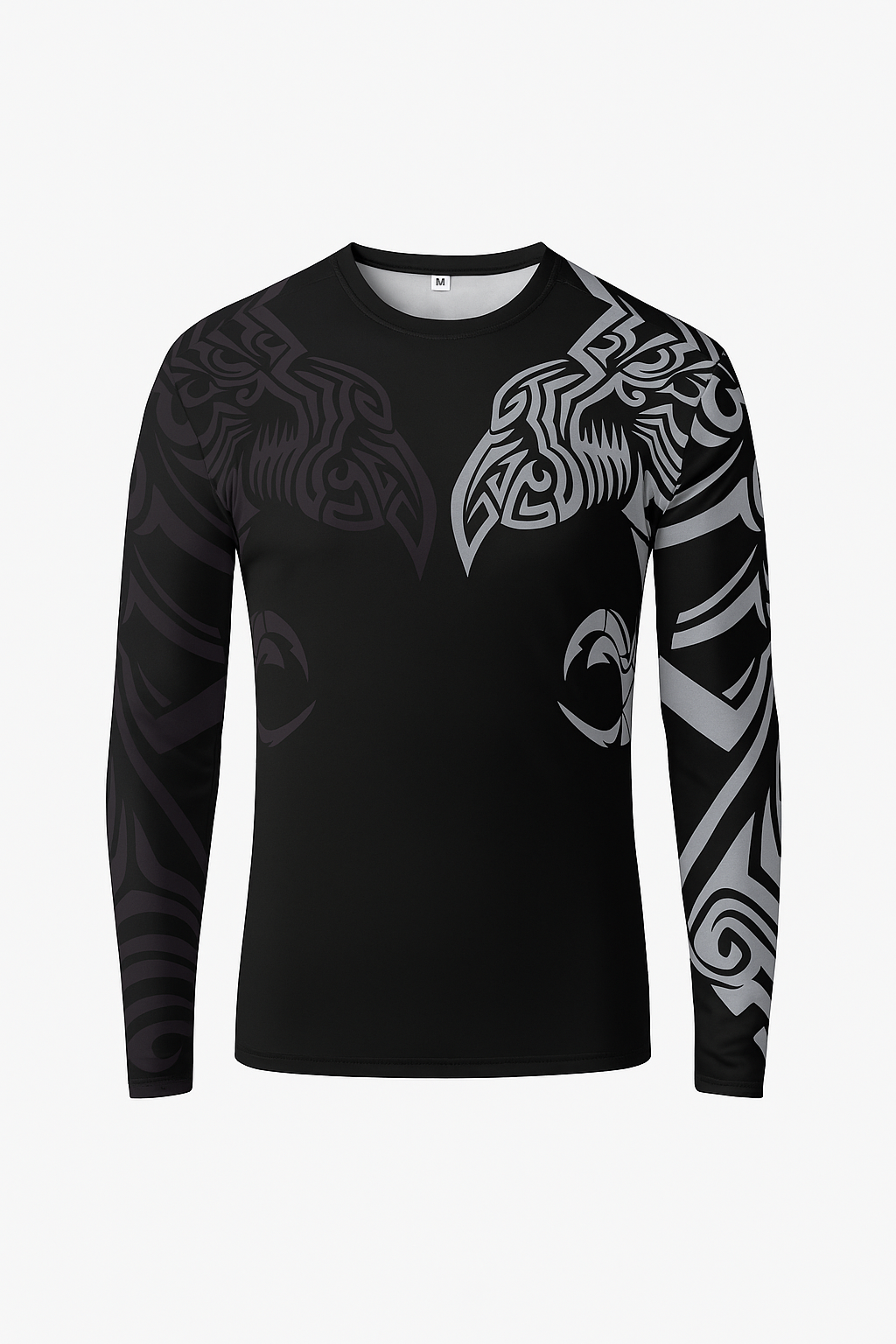 🥋 Rashguard Tribal de Manga Larga – Negro & Blanco